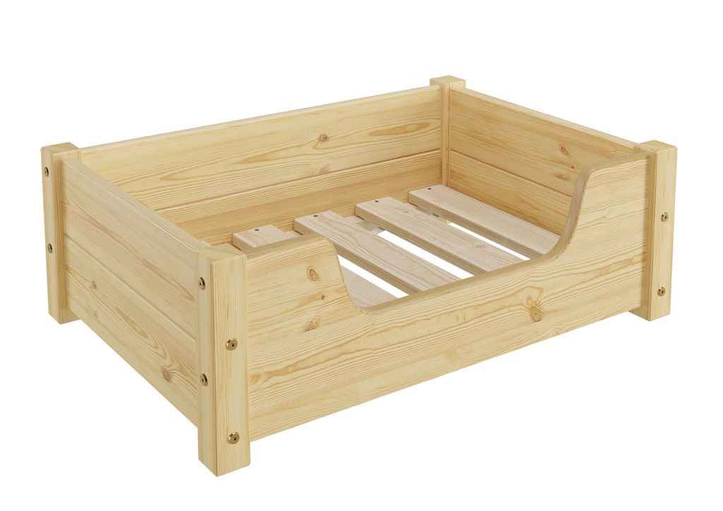 Gemütliches Tierbett für Katzen und Hunde 60x40 Kiefer natur V-30.32-K-60x40mit Rollrost Polster und Matratze