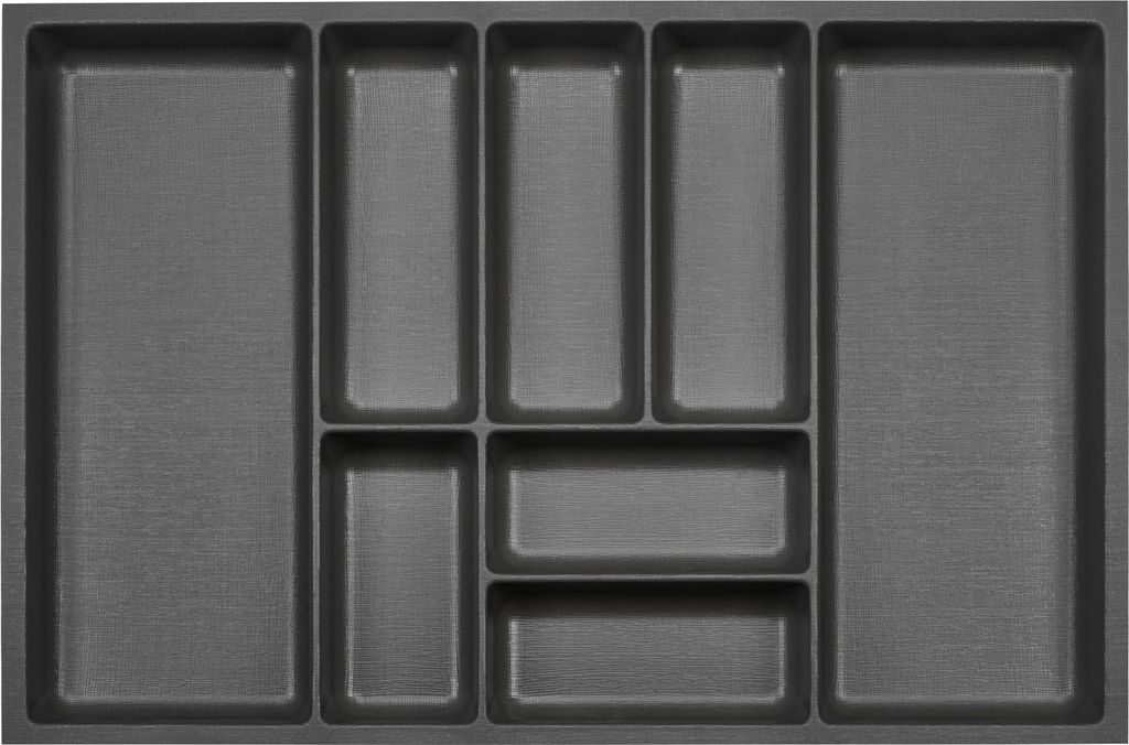 ORGA-BOX III Besteckeinsätze Tiefe 473 mm, Höhe 50,5 mm anthrazit Schubladeneinsätze Breite 691 mm für Schubladen 800 mm Canvas-Struktur