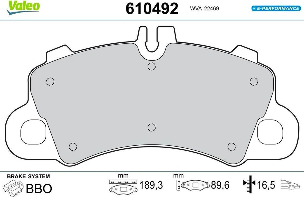 VALEO Bremsbeläge Satz Vorne für PORSCHE Cayenne Coupe (9YB) 610492