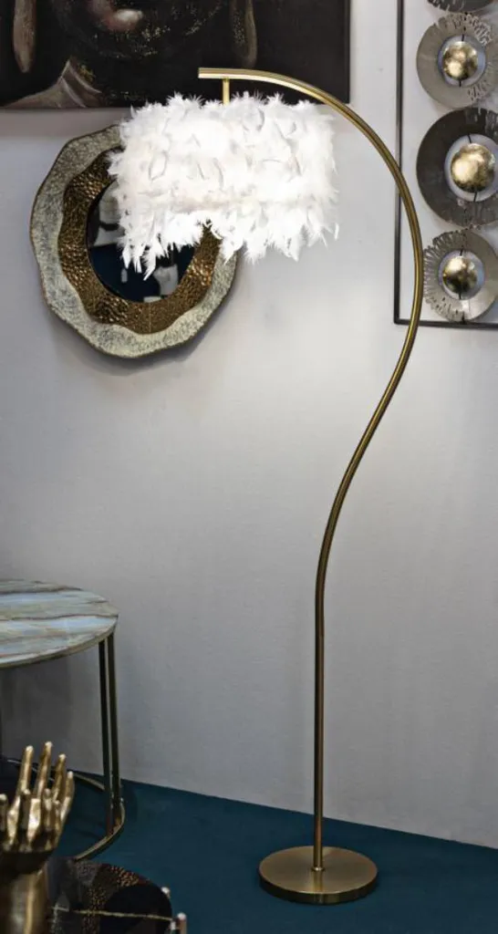 Lampadaire Design 170cm Blanc et Métal - Éclairage d'Ambiance Structurel