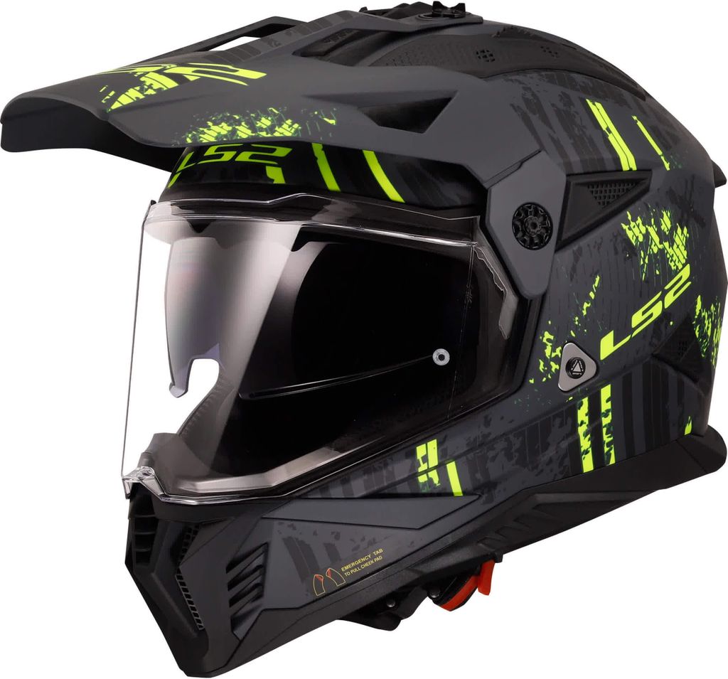 Enduro casque LS2 MX702 PIONEER II Crazy noir mat, jaune Image du produit 