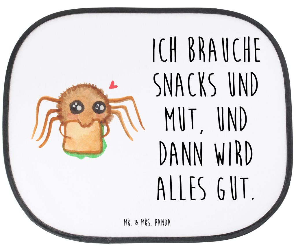 Mr. & Mrs. Panda Sonnenschutz Auto Spinne Agathe Sandwich - Weiß - Geschenk, Hungrig, blendschutz, saugnapf, Hunger, Lebensfreude, Glück, Autosch...