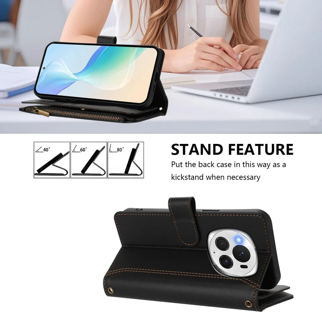 Rnrieyta Custodia Portafoglio In Pelle PU Per Honor Magic 6 Lite – Con Cerniera, 9 Scomparti Per Carte E Collana Regolabile