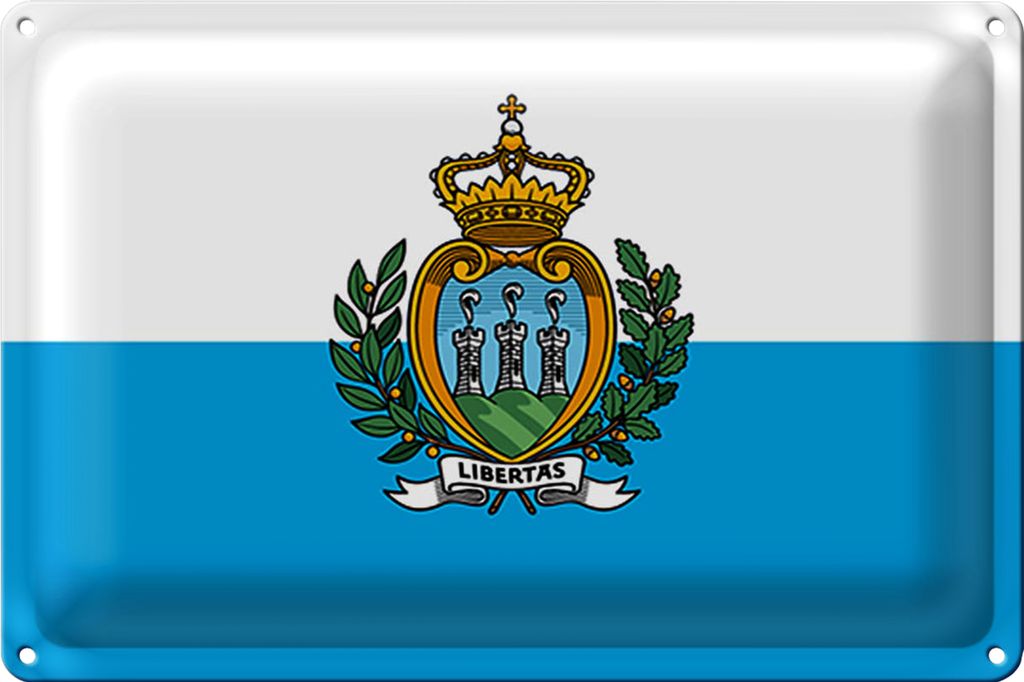 Blechschild Flagge San Marino 40x30cm Flag of San Marino