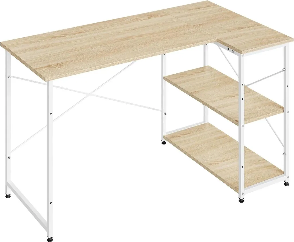 Bureau d'ordinateur d'angle 120x72 cm Style Nordique avec Rangement intégré