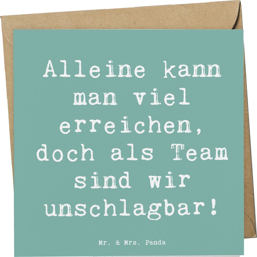 Mr. & Mrs. Panda Glückwunschkarte Spruch Im Team zusammenarbeiten - Meeresbrise - Geschenk, Klappkarte, Trost, Vertrauem, doppelkarte, anlasskarte...