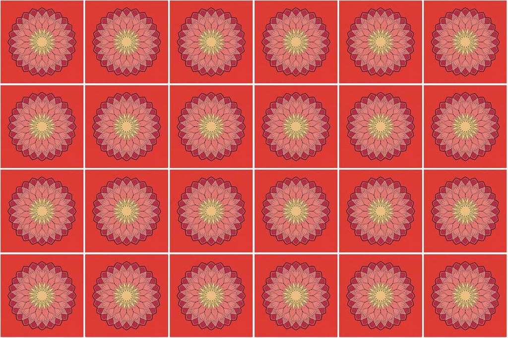 Fliesenaufkleber 10×10 cm – 24 Stück – Selbstklebend – Wasserfest – Pflegeleicht – Hitzebeständig – Für Küche & Bad – Blumenmuster