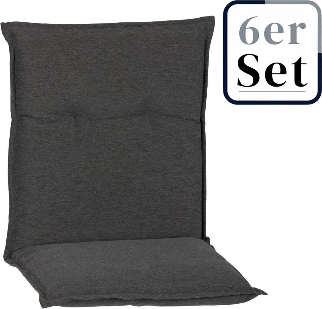 6er Set Niedriglehner Auflage Tartu, Motiv - Uni, grau, 98x46x6cm
