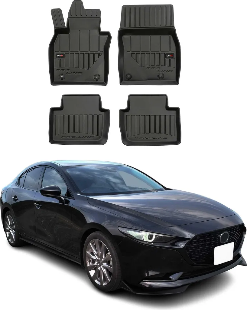 Tappetini Mazda 3 Hatchback 2019-2025 in TPE Nero - Set 4 Pezzi su Misura