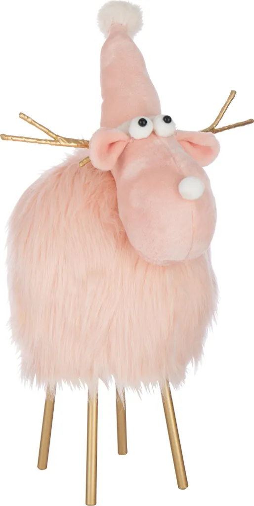 Accessoire de Noël Renne Rose Clair J-Line pour Soirée et Réveillon