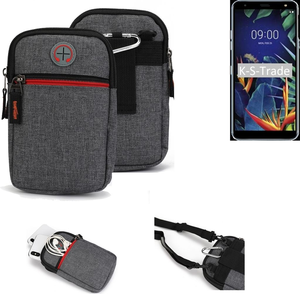 K-S-Trade Holster Gürteltasche kompatibel mit LG Electronics K40 Handy Tasche Schutz Hülle grau Zusatzfächer 1x