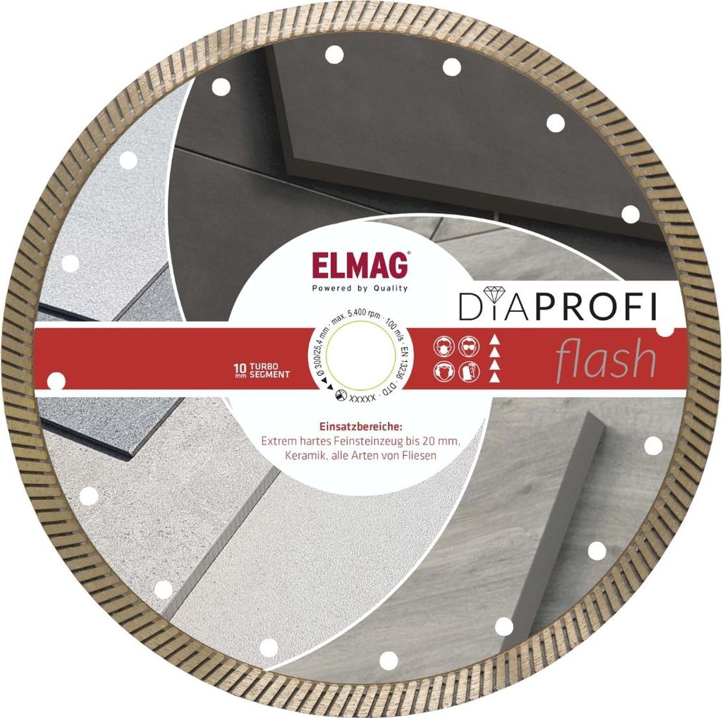 ELMAG DiaProfi-Diamantscheibe FLASH 350mm für extrem harte Materialien, Bohrung: 30,0mm (für Trocken- und Nassschnitt)