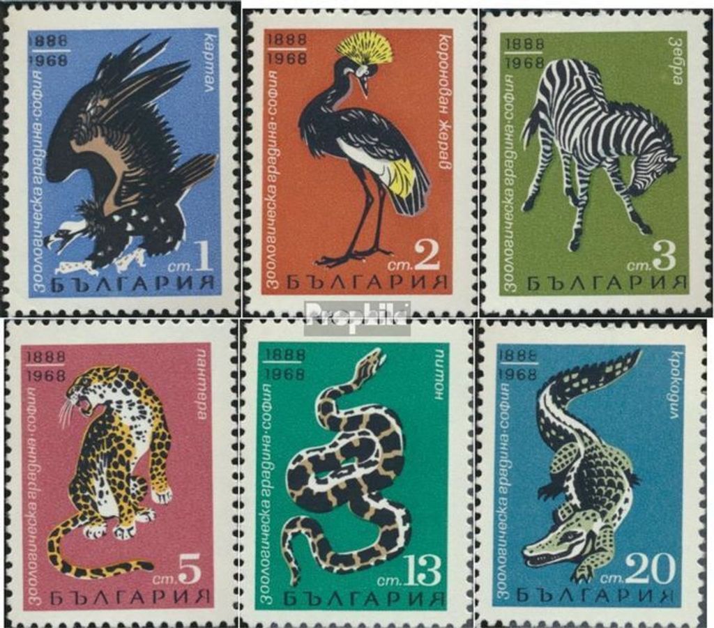 Briefmarken Bulgarien 1968 Mi 1819-1824 (kompl.Ausg.) postfrisch 80 Jahre Zoo Sofia