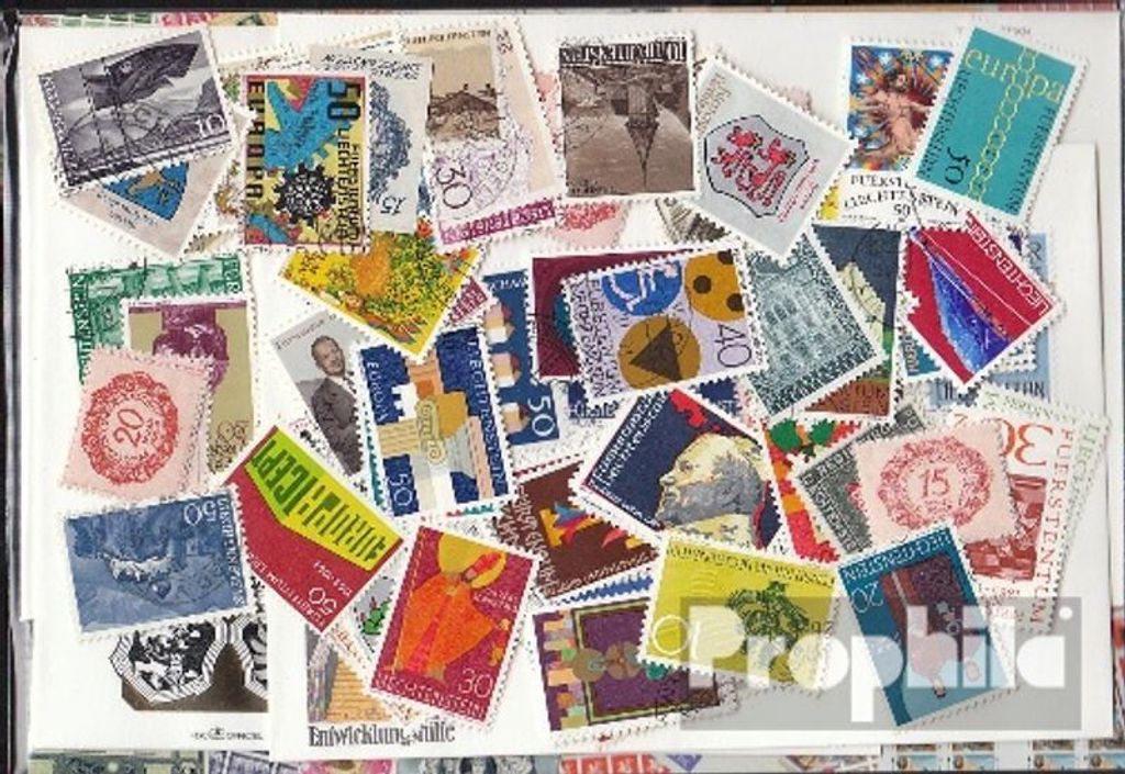 Briefmarken Liechtenstein 100 verschiedene Marken