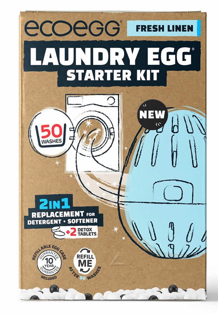 Ecoegg Laundry Egg Starter-Kit Wäsche-Ei & Detox Tabletten Fresh Linen