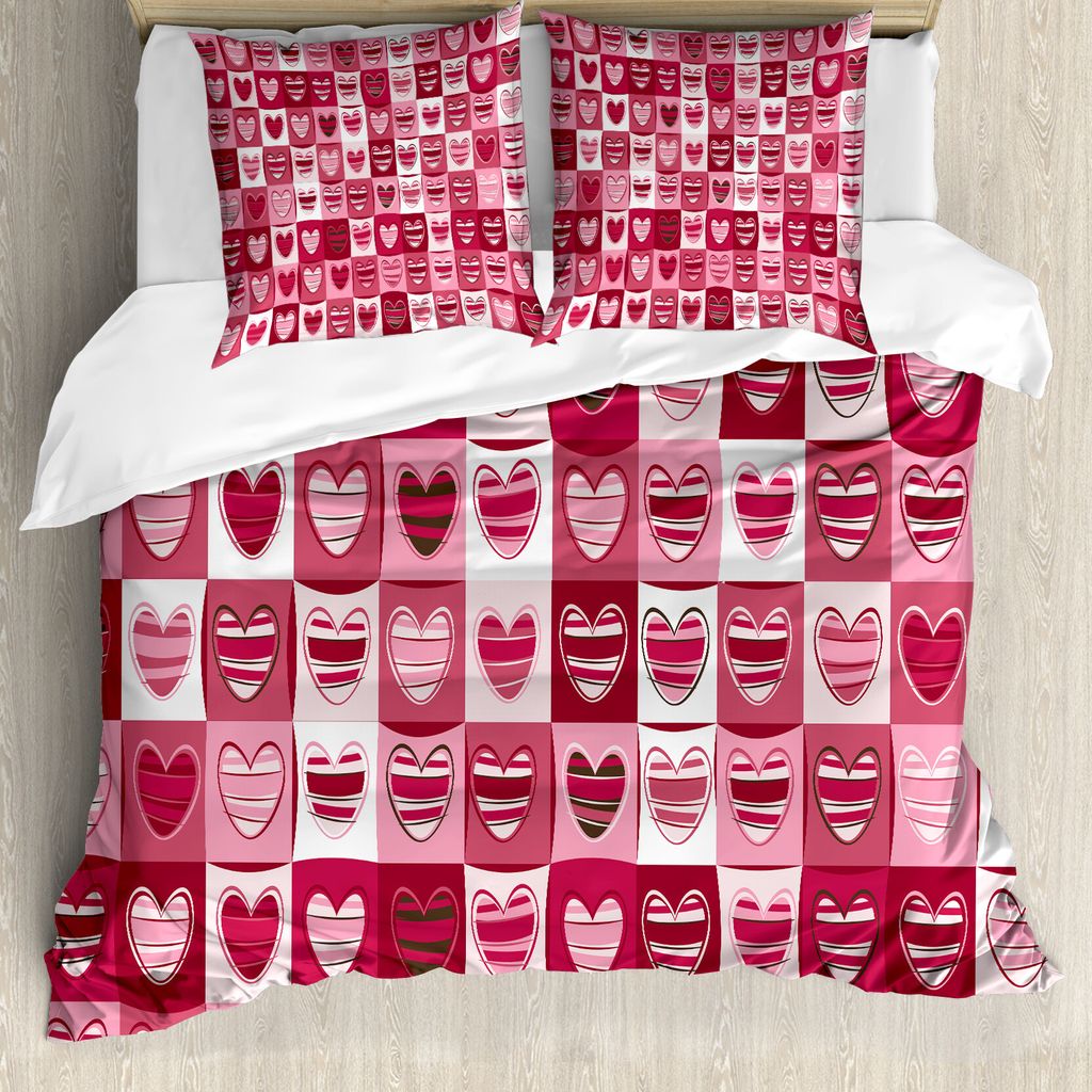 ABAKUHAUS rosa, Weiß, Bettbezugs Set Für Doppelbetten, Vintage Geometrisch, Milbensicher Allergiker geeignet mit Kissenbezügen, Rosa Rubin White
