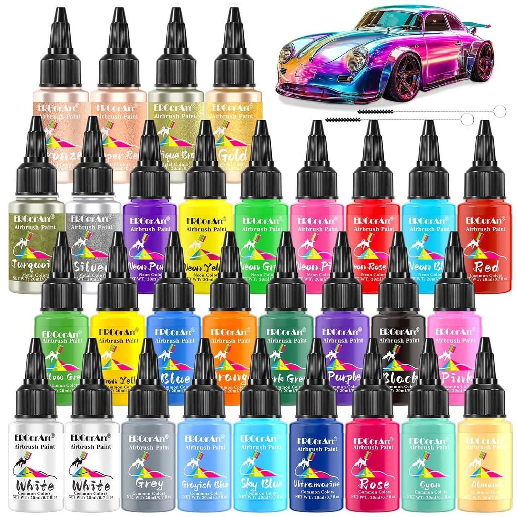 Set di colori per aerografo con 30 colori ed effetti neon Immagine del prodotto 