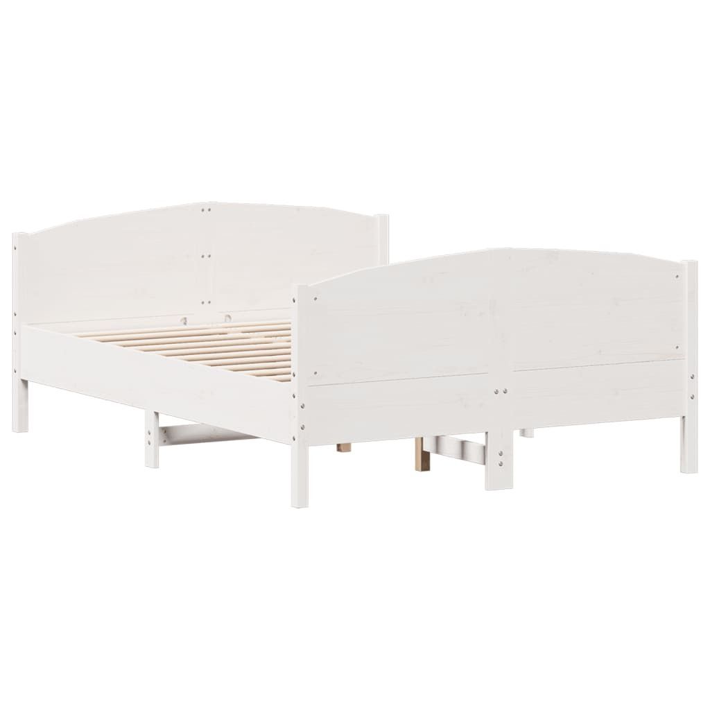 "2026 MODERNE"Massivholzbett Modernes/Doppelbett - Polsterbett Erwachsene/r /Kind - ohne Matratze - Weiß 150x200cm Kiefernholz - Klassische Betten...