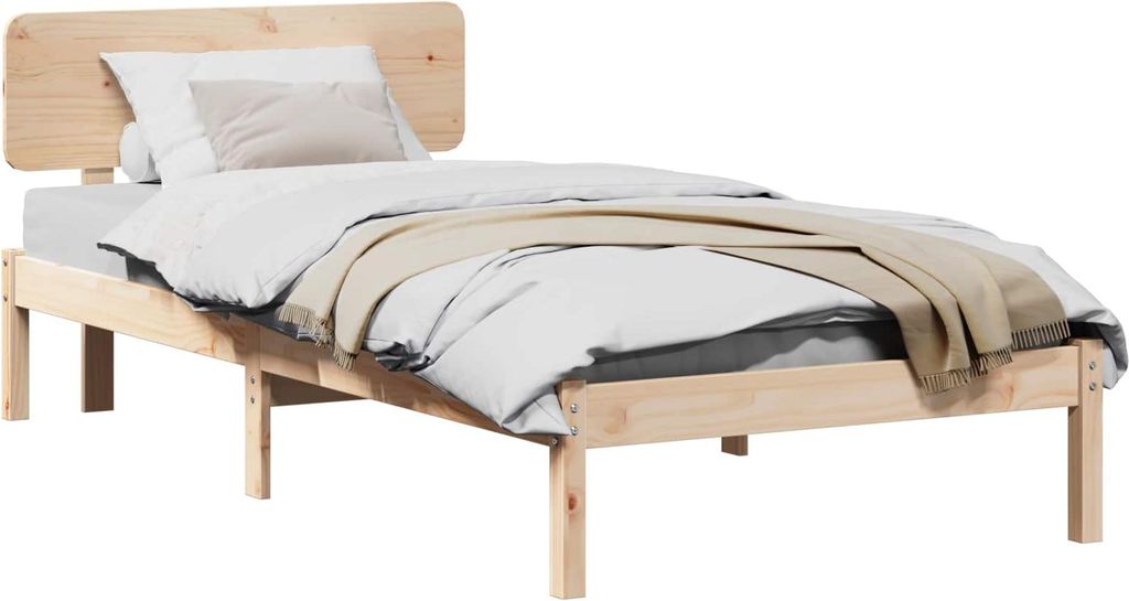 Maison Exclusive - Bettrahmen mit Kopfteil Natur 75 x 190 cm Massives Kiefernholz