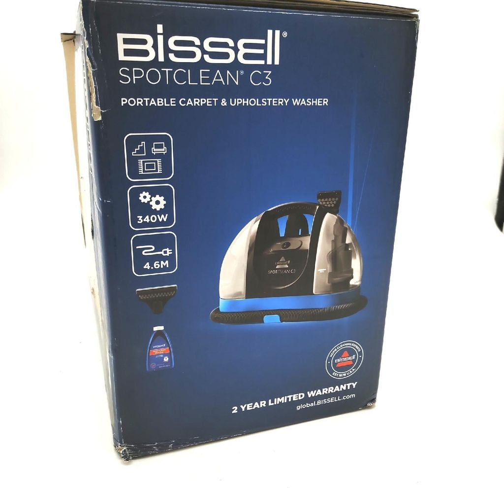 Bissell SpotClean C3 Teppich und Polsterreiniger Tragbar 3 in 1 Aktion besprüht schrubbt saugt Tiefenreinigung Teppiche Treppen Autoinnenräume 36...