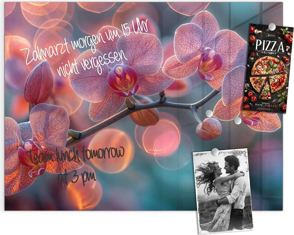 Magnettafel 120x90cm Pinnwand Whiteboard beschreibbar - Orchidee Bokeh