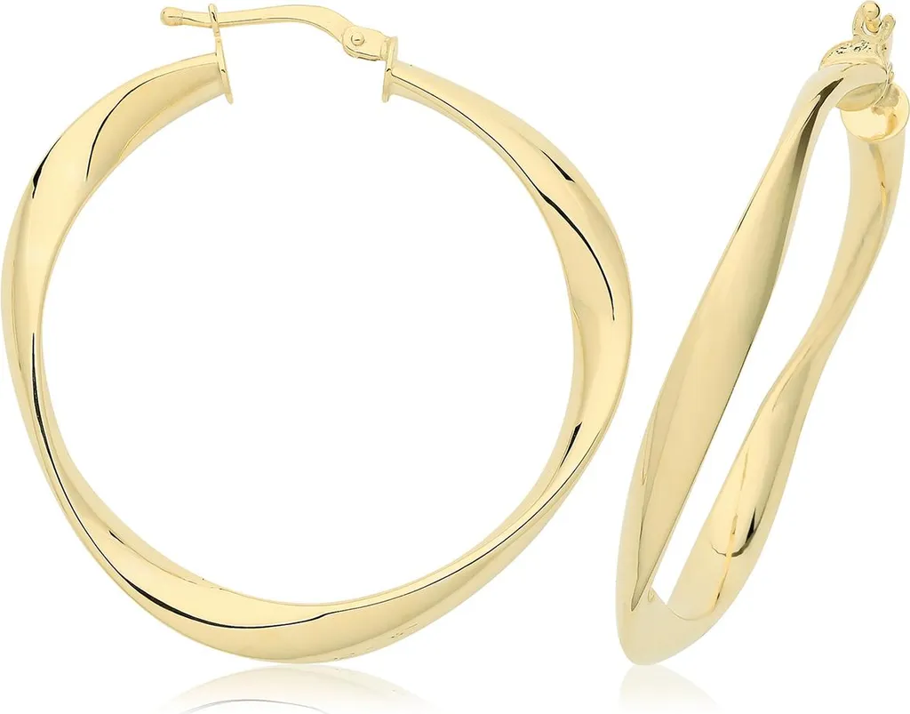 Boucles d'Oreilles Or 375/1000 Anti-Allergie et Légères 32mm x 4mm