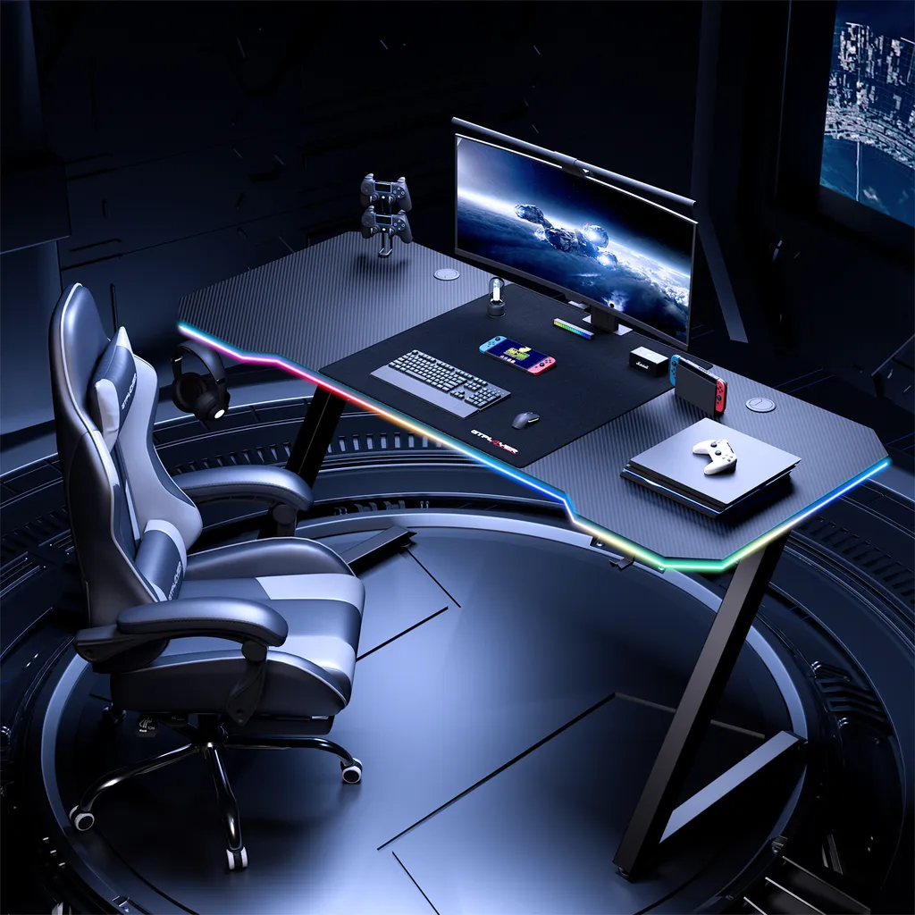 Table d'Ordinateur pour Gamer avec Support Casque, Idéal Petit Espace - 7