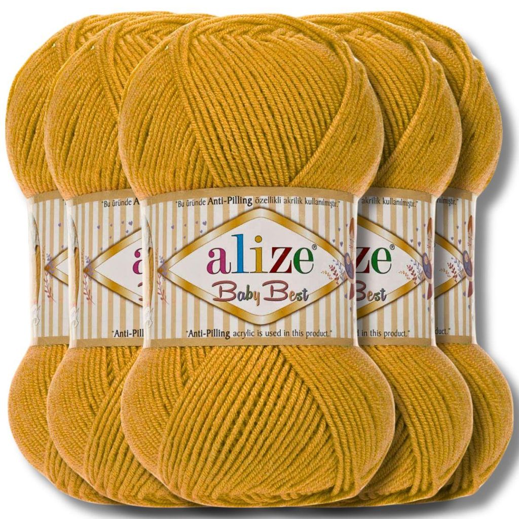 Alize 5x 100g Baby Best Wolle, Antipilling, Uni, Häkeln, Stricken (Safüron | 281)