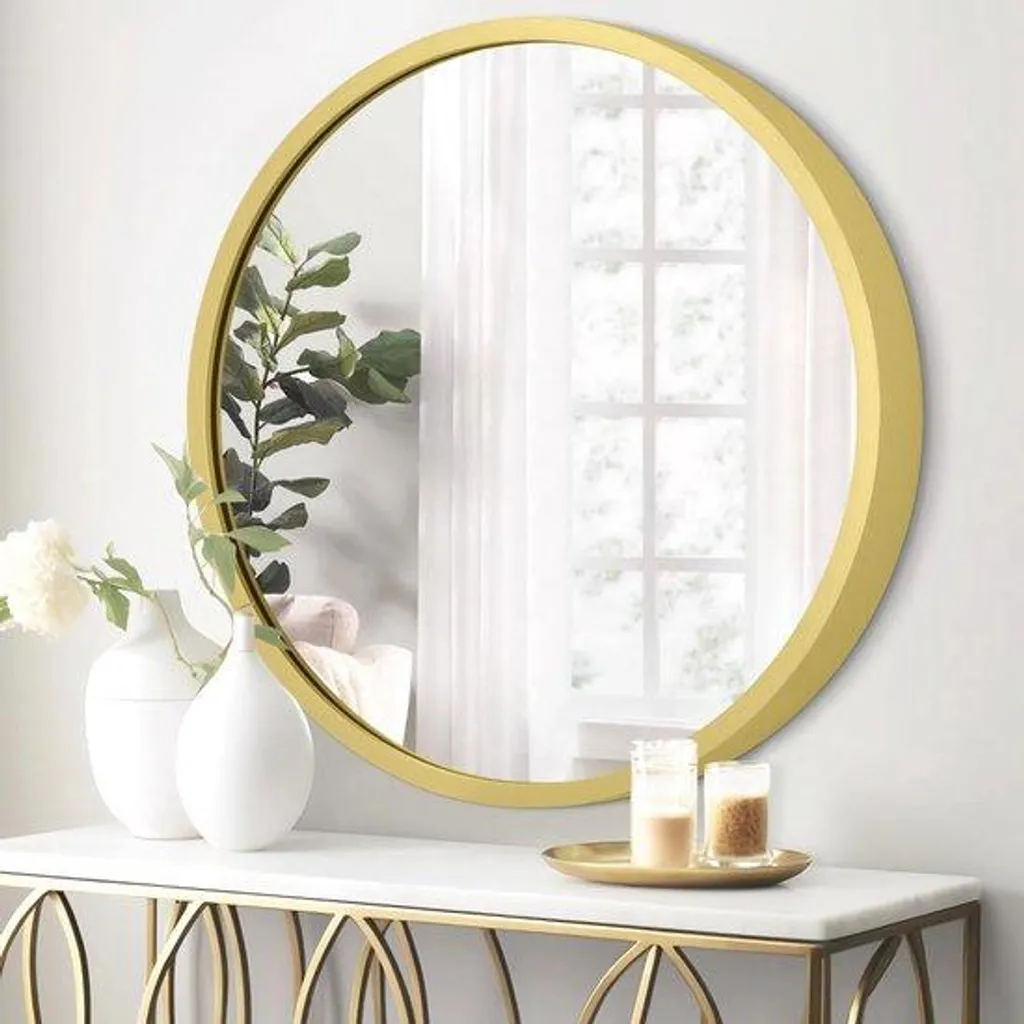 Miroir doré vintage 50x50 cm pour décoration salon ou entrée chic