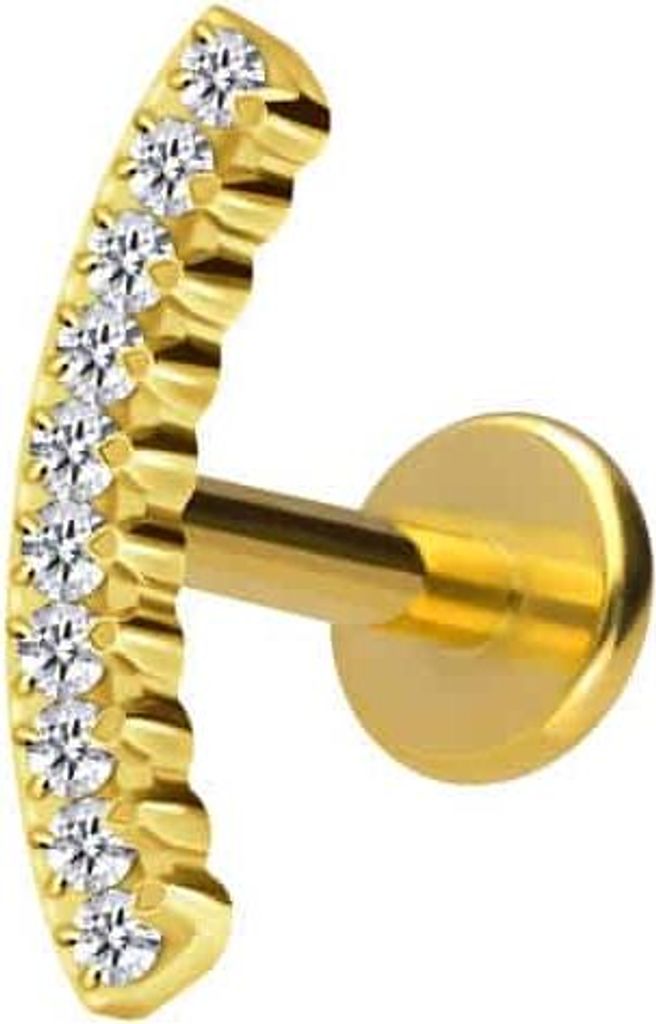Ohrpiercing, Nasenpiercing Titan Labret mit Innengewinde KRISTALLBOGEN Gold Stablänge: 7mm | Stabstärke: 1,6mm