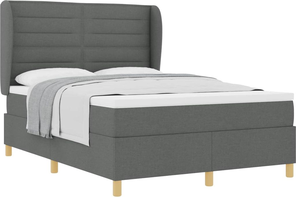 Boxspringbett mit Matratze Dunkelgrau 90x190 cm Dunkelgrau