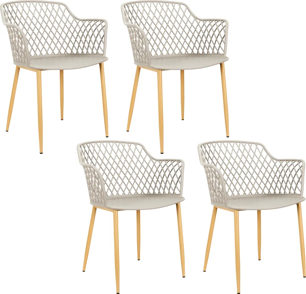 Lot de 4 fauteuils extérieur Malaga taupe - Chaises de jardin empilables