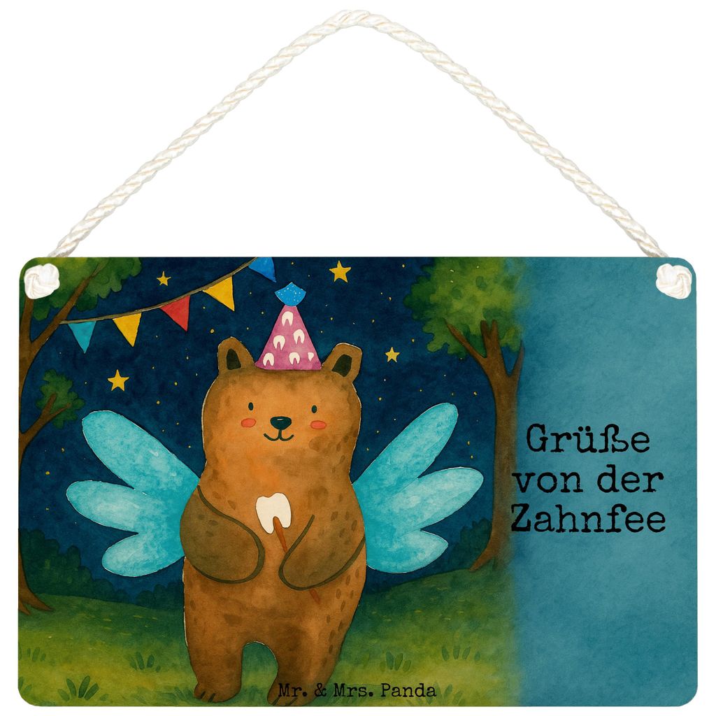 Mr. & Mrs. Panda holzbild Bär Zahnfee Design DIN A4 - Weiß - Geschenk, Teddy, Milchzahn, wandtafel, kleine aufmerksamkeit, Fee, Holzschild, Türs...