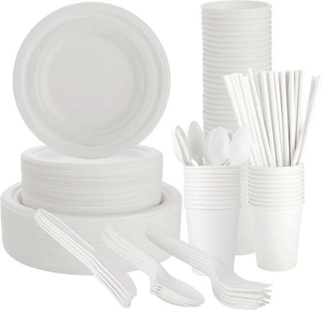 Assiettes pour réception et mariage - Lot de 400 pièces biodégradables