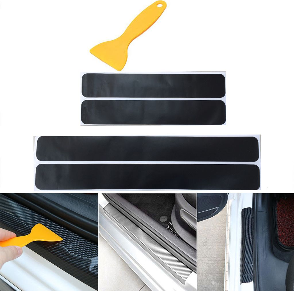 4x Einstiegsleisten Tür Leisten Verkleidung Design Folie + Rakel in Schwarz Matt