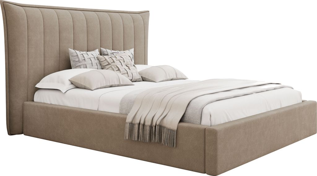 MIRJAN24 Polsterbett Lilkus, Doppelbett mit Bettkasten mit zwei Kammern, Ehebett, Lattenrost (Farbe: Paros 02, Größe: 140x200 cm)