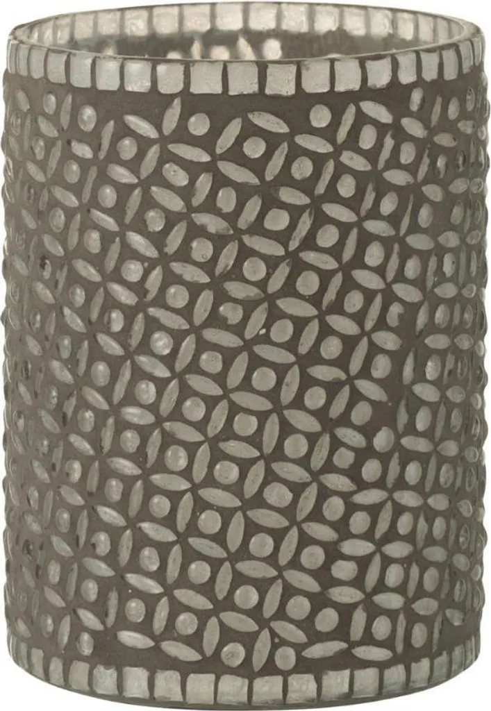 J-Line Porte-bougies à réchaud Motif Verre Gris - Photophore Design Chic