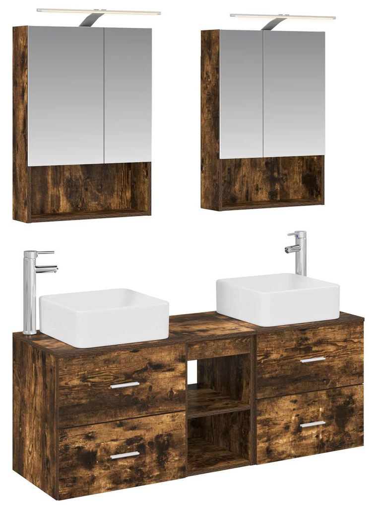 vidaXL Badezimmermöbel-Set 5 pcs Geräucherte Eiche