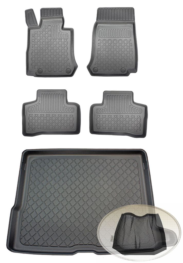 SET Kofferraumwanne Gummifußmatten für Mercedes GLC-Klasse 2WD Hinterradantrieb X253 Steilheck Geländewagen SUV 5-türer 2015-