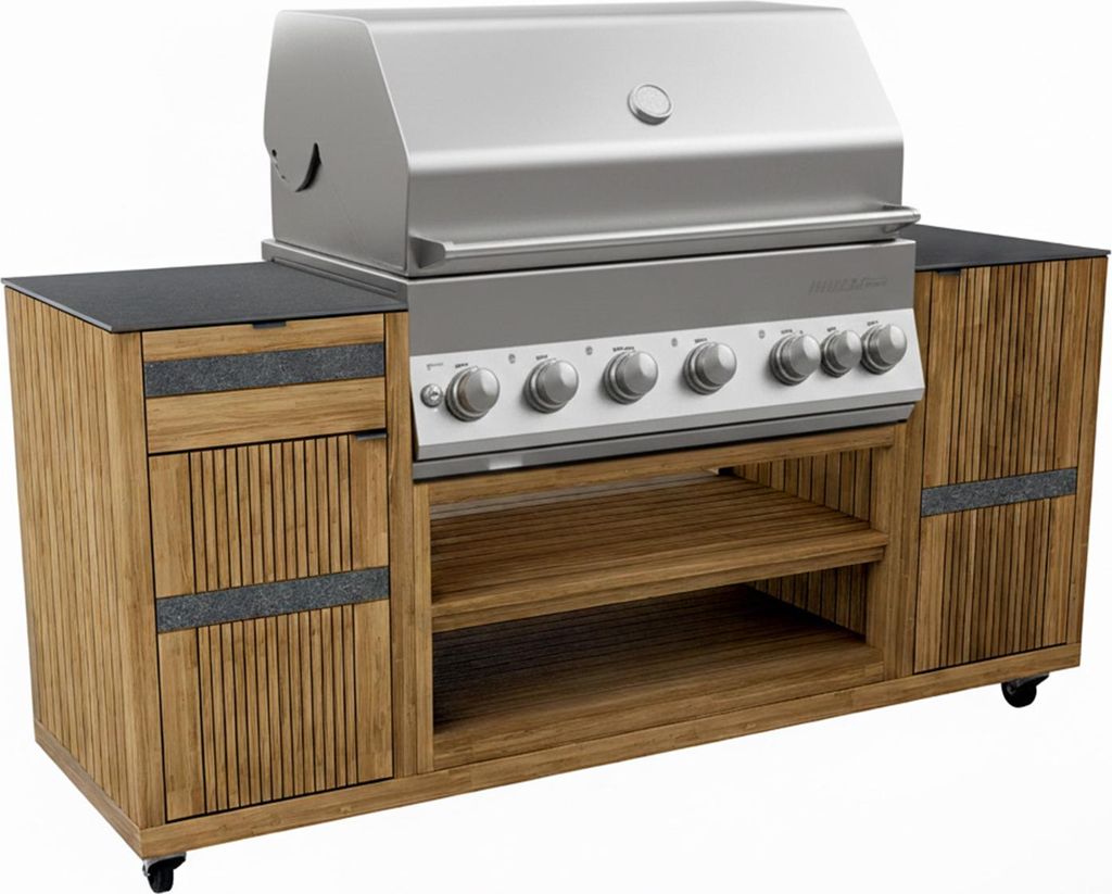 Endorphin Outdoor Küche Teak inkl. Merlin 641 Built- in Gasgrill silber