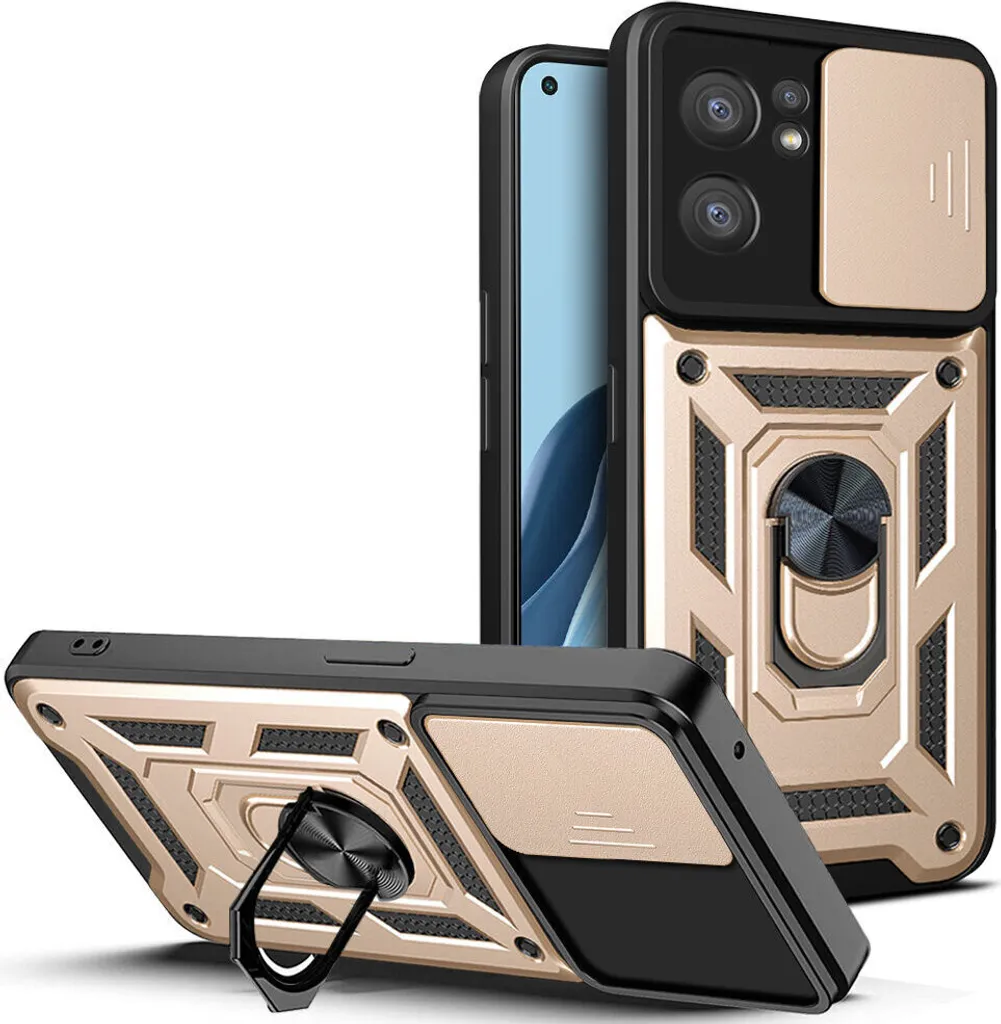 Offerta Custodia OPPO Reno7 5G Oro con Anello | Protezione Completa 5G
