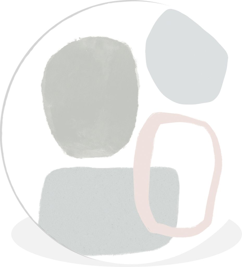 MuchoWow Rundes Wandbild - Runde Bilder Linienkunst - Abstrakt - Pastell Ø 30 cm Kreis Wanddekoration Kunststoff - Wandkreis - Wandschmuck - Sch...