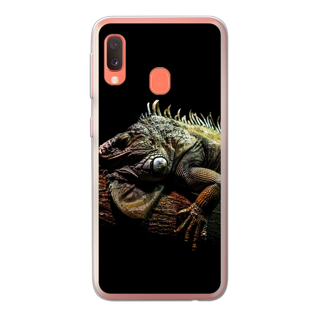 MuchoWow Handyhülle Schutzhülle Hülle für Samsung Galaxy A20e Tier - Zweig - Schwarz Silikon Softcase Handy Hülle - Abdeckung