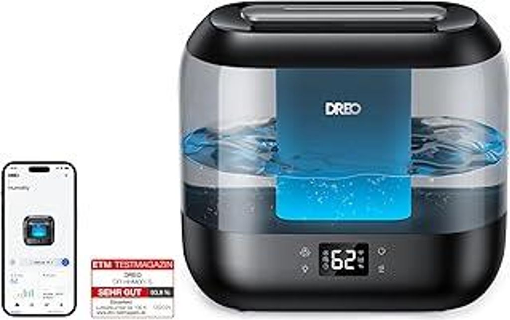 Dreo Smart Luftbefeuchter für Schlafzimmer, oben befüllbarer 4L Supergroßer Kühler Nebel Humidifier mit Öl Diffusor und Nachtlicht, 36 Stunden...
