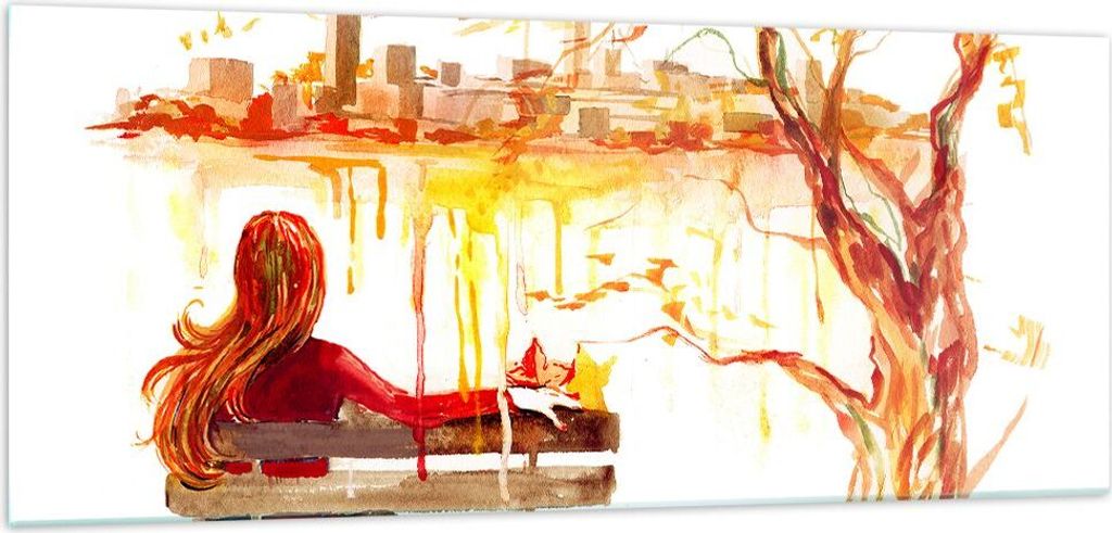 Bilder auf glas - Weiblich städtisch quadrat natur - 100x40cm - Glasbilder - Wandbilder - Kunstdruck - zum Aufhängen bereit - Wanddekoration aus ...