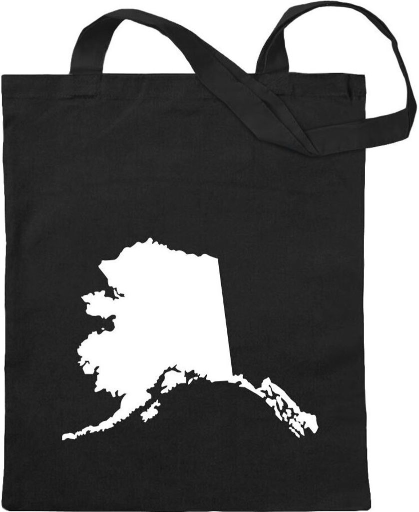 Kiwistar - Baumwolltasche - schwarz - USA - Alaska Juneau - Tragetasche Stoffbeutel Umhängetasche Langer Henkel