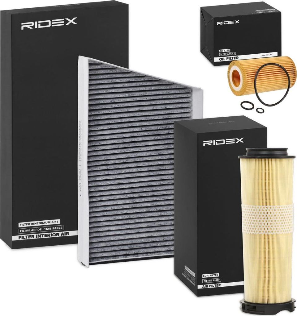RIDEX Filterset Inspektionspaket Filtersatz passend für MERCEDES-BENZ C-Klasse Limousine (W203) C-Klasse T-modell (S203) CLK (C209) CLC (CL203)