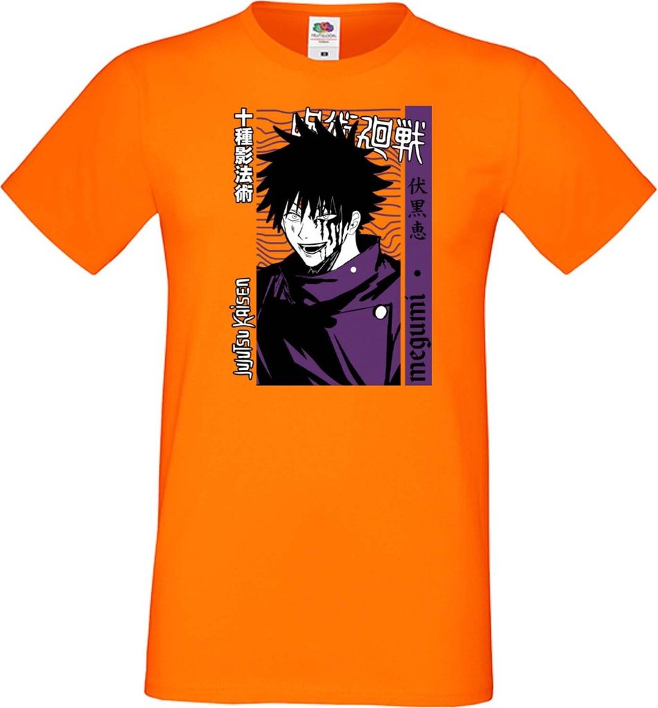 Herren T-Shirt Japan Manga Animation Comics Jujutsu Anime Manga Kaisen Megumi Fushiguro Var-046 Megumi Fushiguro, Man XL / Orange