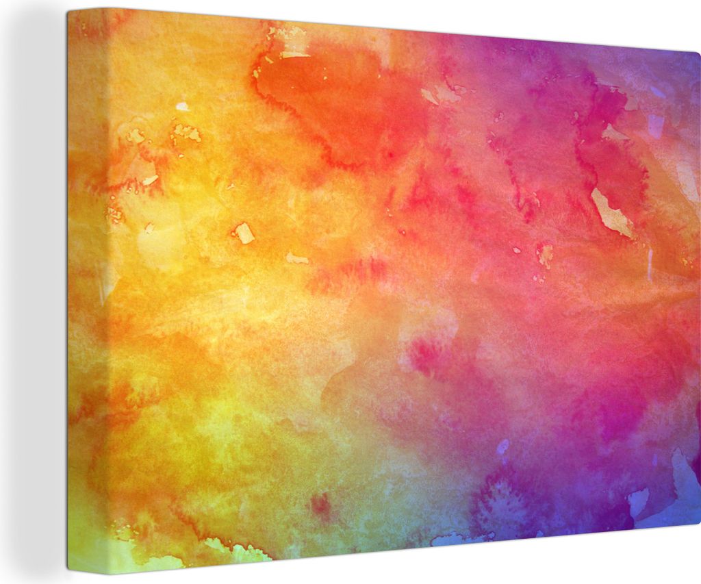 OneMillionCanvasses - Leinwandbilder - 140x90 cm, Aquarell - Orange - Rosa, Wandbilder Kunstdruck Wanddekoration - Foto auf Leinwand - Gemälde a...