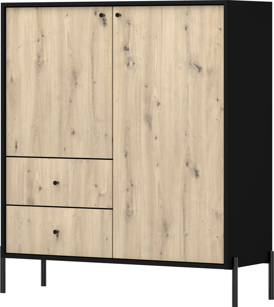 Commode 100 cm Rejwen grand coffre à tiroirs en bois robuste